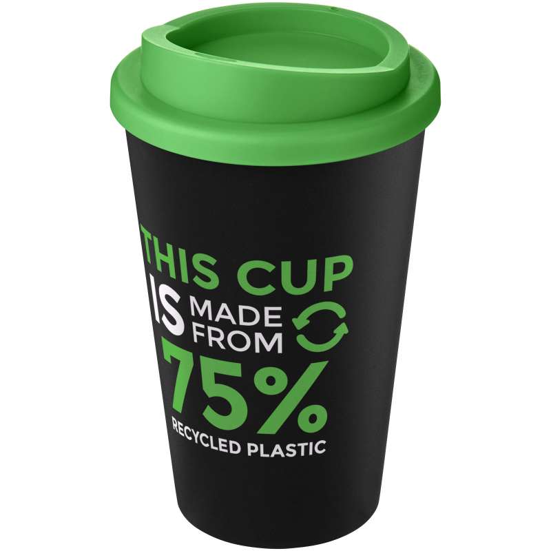 Bicchiere termico con logo da 350 ml in plastica riciclata - cod. P210422