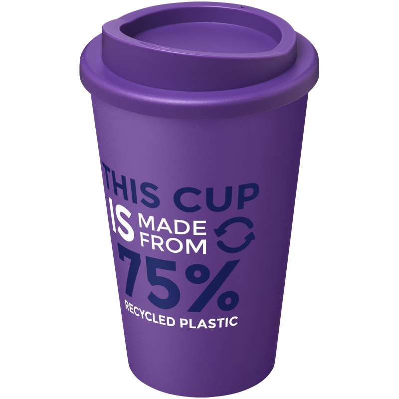 Bicchiere termico con logo da 350 ml in plastica riciclata - cod. P210422