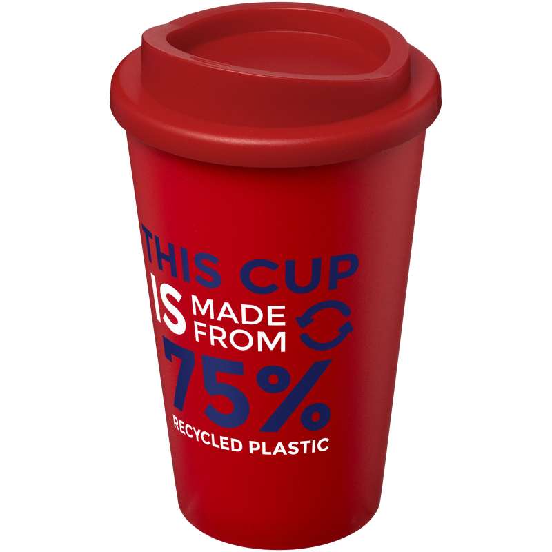 Bicchiere termico con logo da 350 ml in plastica riciclata - cod. P210422