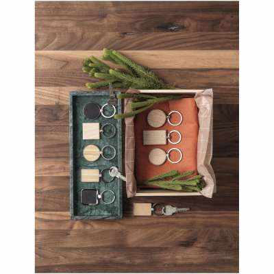 Portachiavi rotondo Nino in bambù - cod. P118125