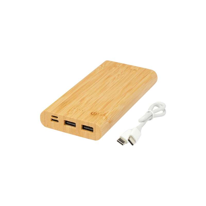 Power bank da 10,000 mAh in bambù - cod. P124323