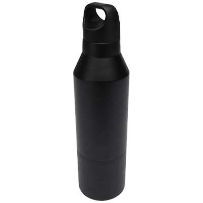 Borraccia termica da 600 ml in acciaio inox riciclato certificato RCS con tazza da 300 ml Odessy - cod. P100840