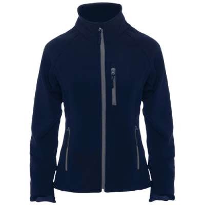 Giacca softshell da donna con scritte serigrafate