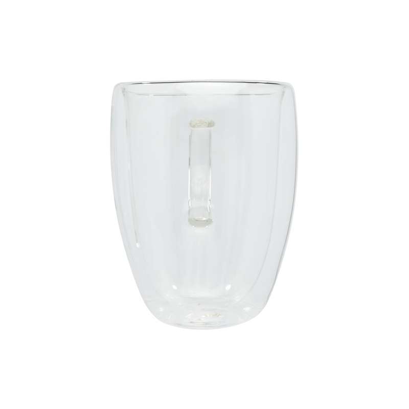 Tazze in vetro a doppia parete da 350 ml con sottobicchiere in bambù - cod. P113316