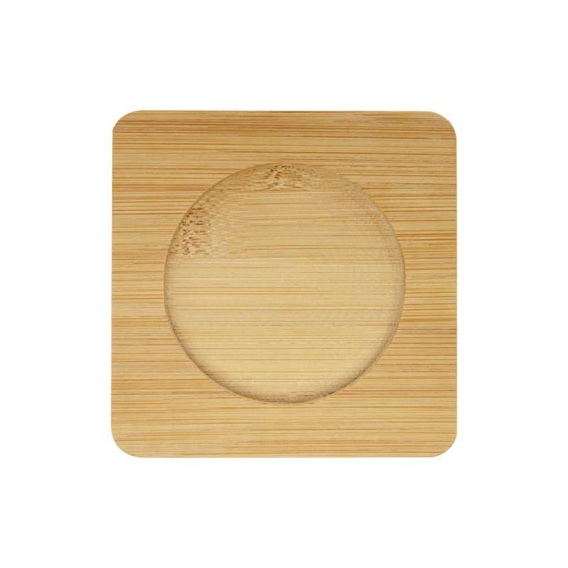 Tazze in vetro a doppia parete da 350 ml con sottobicchiere in bambù - cod. P113316