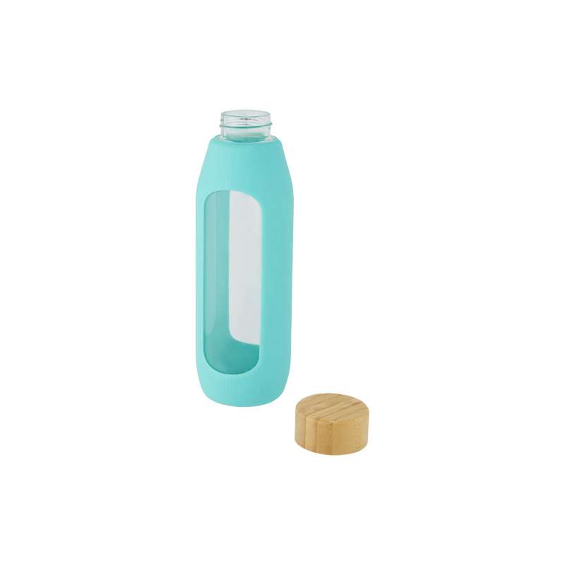 Borraccia in vetro borosilicato da 600 ml con impugnatura in silicone Tidan - cod. P100666