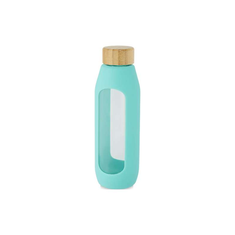 Borraccia in vetro borosilicato da 600 ml con impugnatura in silicone Tidan - cod. P100666