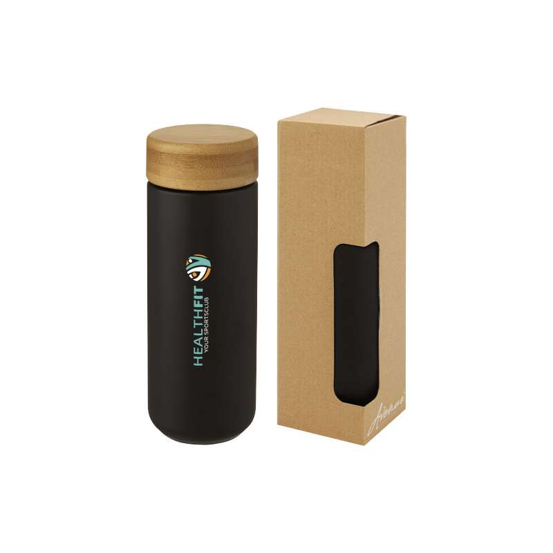 Bicchiere termico in ceramica con coperchio in bambù da 300 ml Lumi - cod. P100705