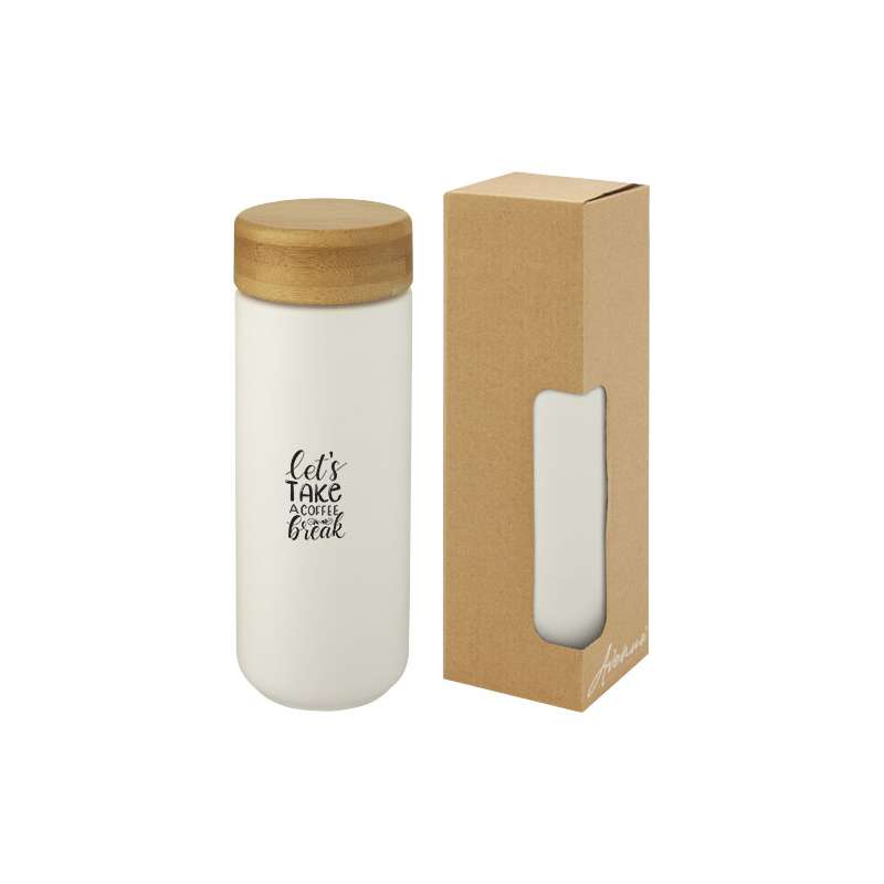 Bicchiere termico in ceramica con coperchio in bambù da 300 ml Lumi - cod. P100705