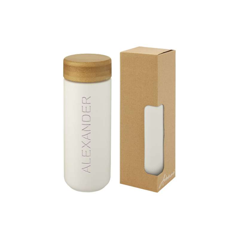 Bicchiere termico in ceramica con coperchio in bambù da 300 ml Lumi - cod. P100705