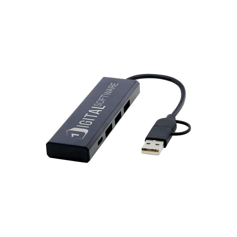 Hub USB 2.0 in alluminio riciclato RCS Rise - cod. P124344