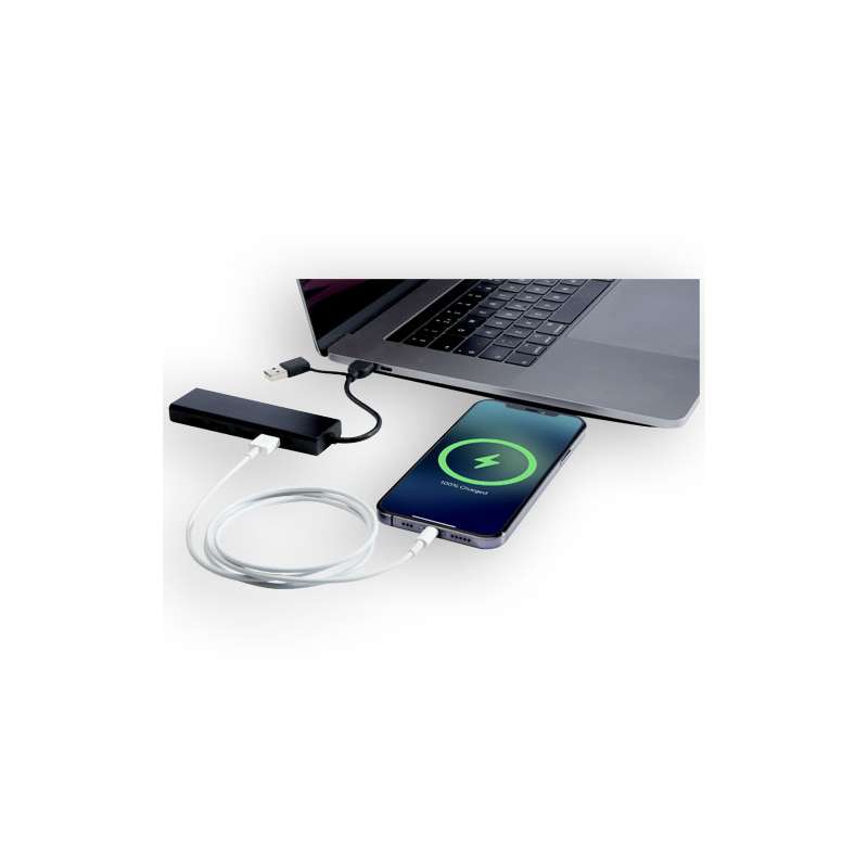 Hub USB 2.0 in alluminio riciclato RCS Rise - cod. P124344