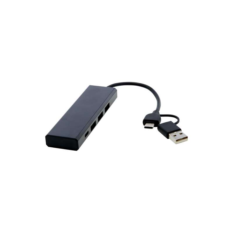 Hub USB 2.0 in alluminio riciclato RCS Rise - cod. P124344