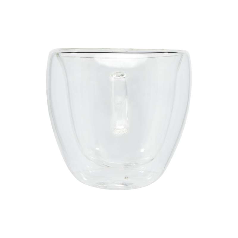 Tazze in vetro a doppia parete da 100 ml con sottobicchiere in bambù - cod. P113314