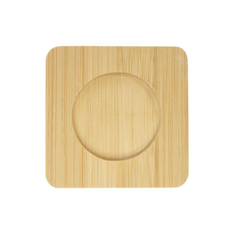 Tazze in vetro a doppia parete da 100 ml con sottobicchiere in bambù - cod. P113314