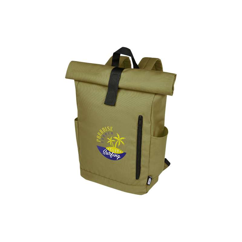 Zaino con chiusura arrotolabile per portatile da 15,6" in PET riciclato certificato GRS Byron 18L - cod. P120659