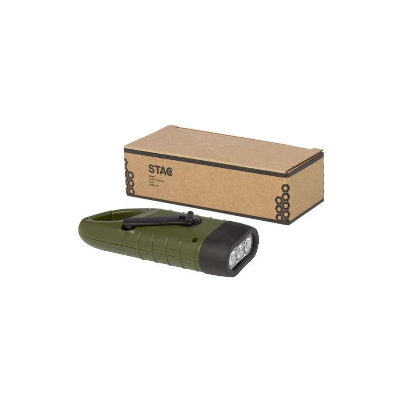 Torcia a dinamo solare con moschettone in plastica - cod. P104575