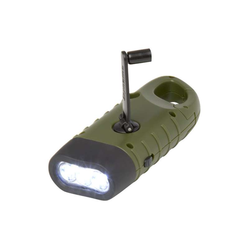 Torcia a dinamo solare con moschettone in plastica - cod. P104575