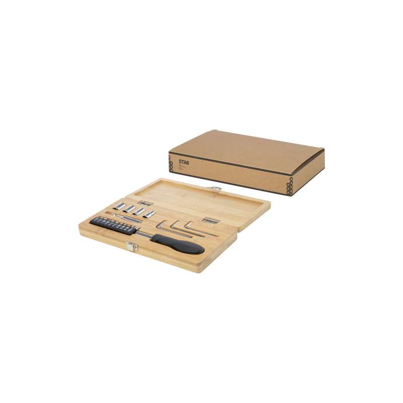 Set di utensili in bambù/plastica riciclata da 19 pezzi Rivet - cod. P104578