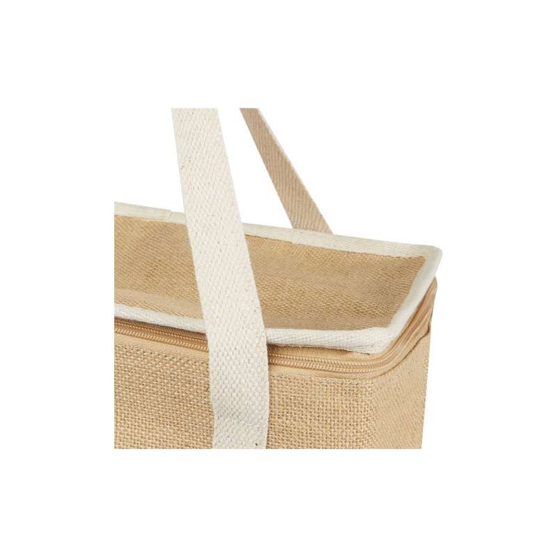 Borsa termica in juta con scritte stampate f.to 32x32x19 cm. - cod. P120676