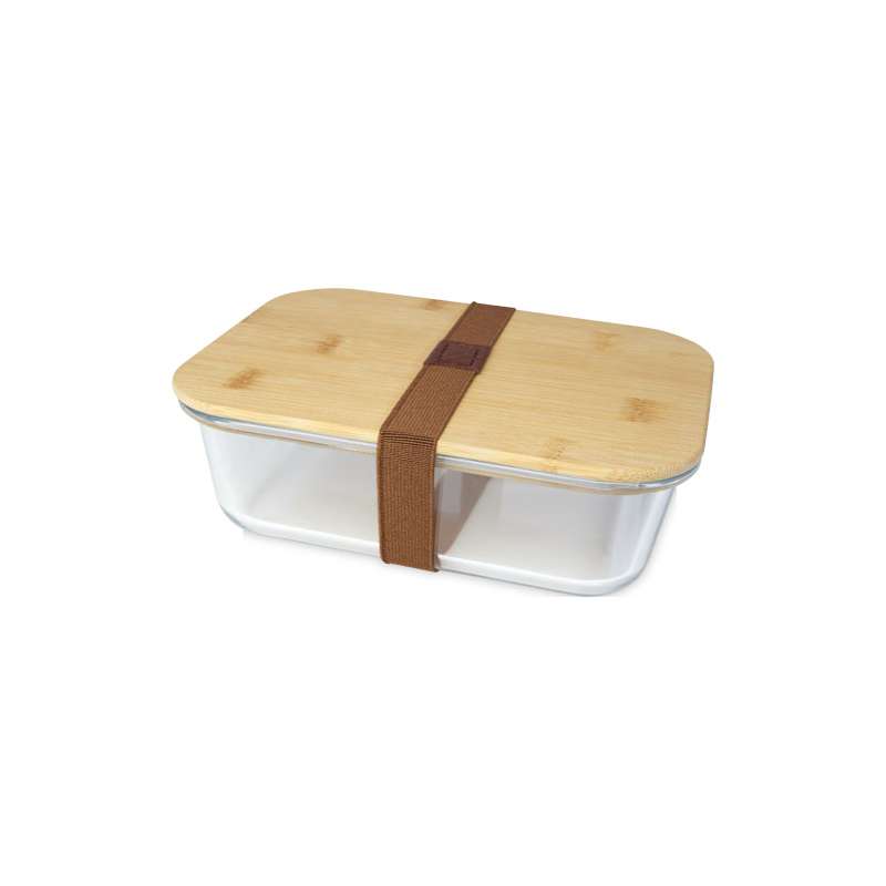 Contenitore di vetro per pranzo con coperchio in bambù - cod. P113276