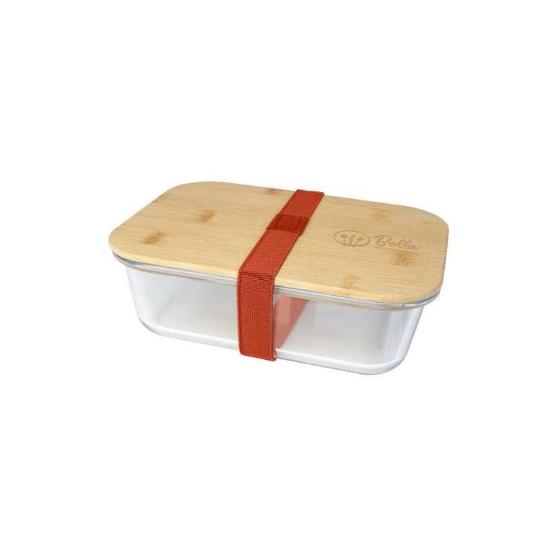 Contenitore di vetro per pranzo con coperchio in bambù - cod. P113276