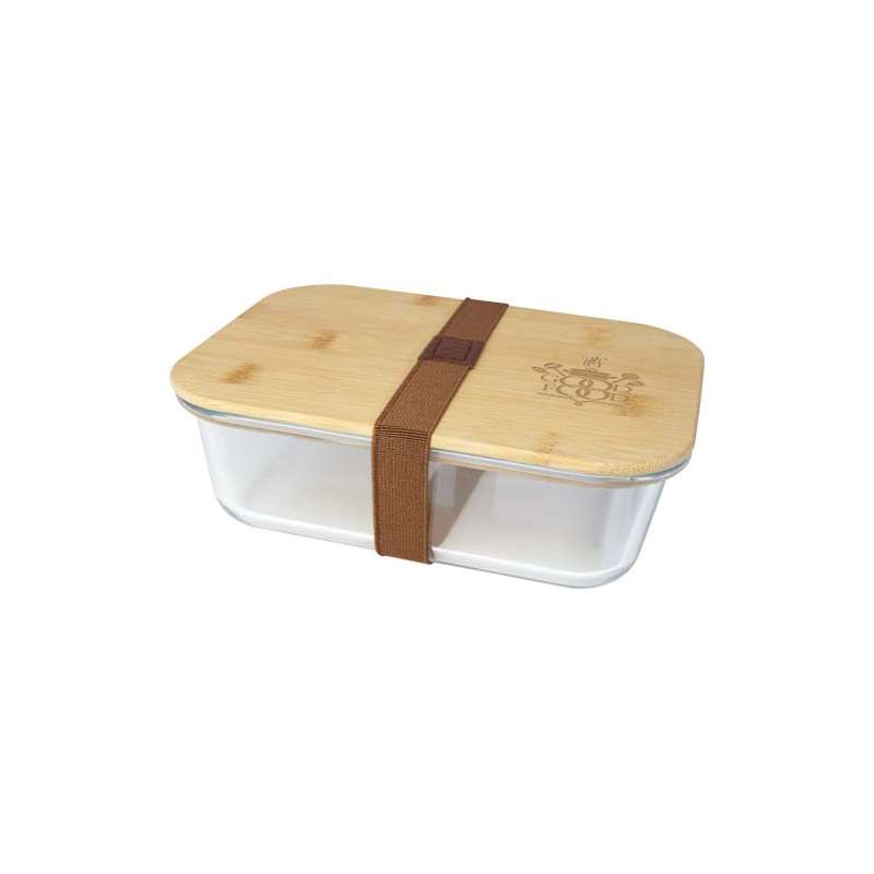 Contenitore di vetro per pranzo con coperchio in bambù - cod. P113276