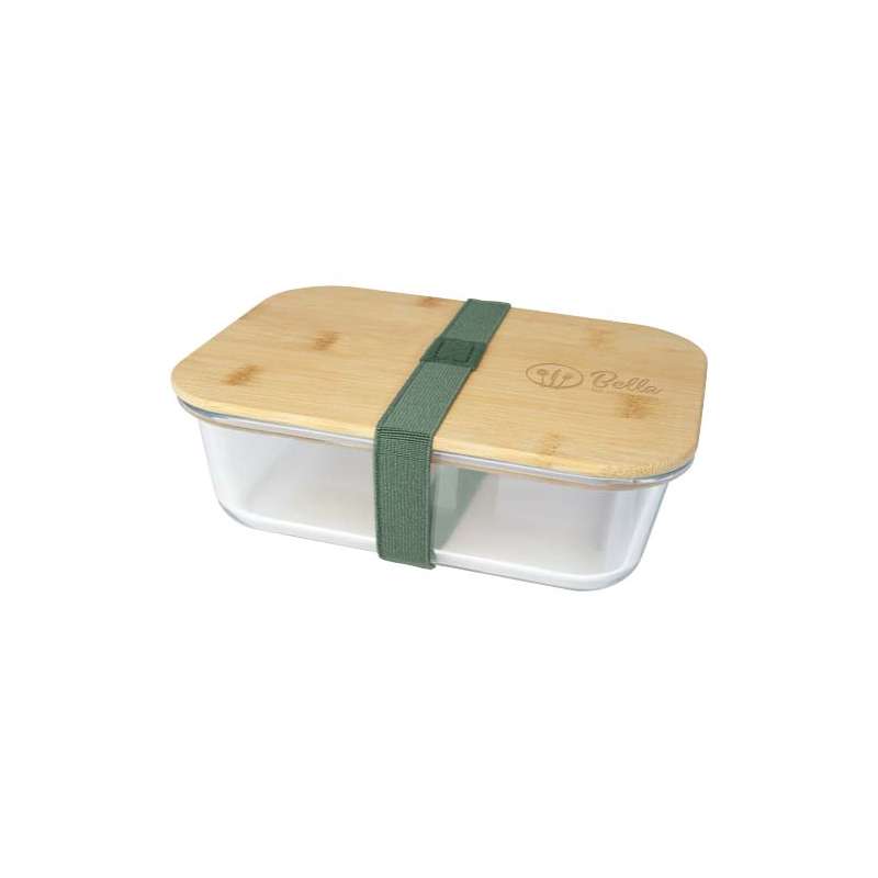 Contenitore di vetro per pranzo con coperchio in bambù - cod. P113276