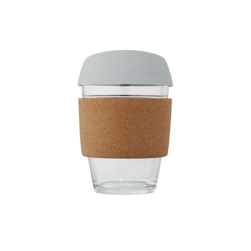 Bicchiere da 360 ml in vetro con impugnatura e coperchio - cod. P100665