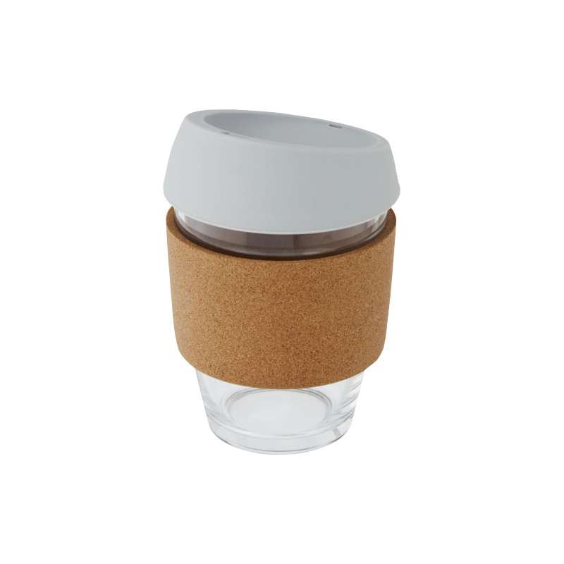 Bicchiere da 360 ml in vetro con impugnatura e coperchio - cod. P100665