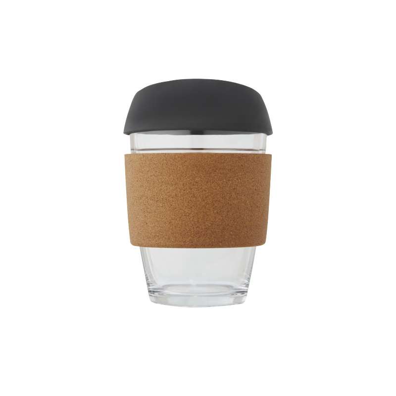 Bicchiere da 360 ml in vetro con impugnatura e coperchio - cod. P100665