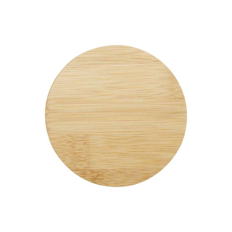 Tazza in vetro da personalizzare da 350 ml con coperchio in bambù - cod. P113418