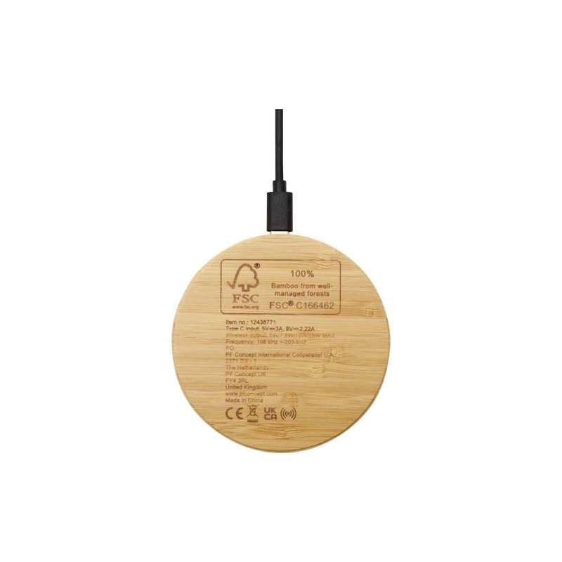 Stazione di ricarica wireless in bambù da 15 W Essence - cod. P124387