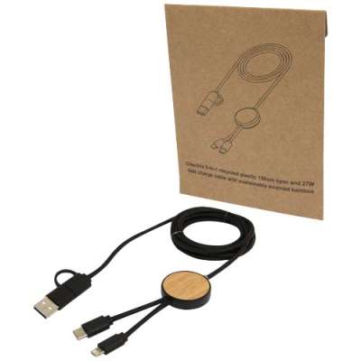 Cavo 5-in-1 in plastica riciclata da 150 cm per la sincronizzazione dei dati e la ricarica rapida da 27 W con det - cod. P124422