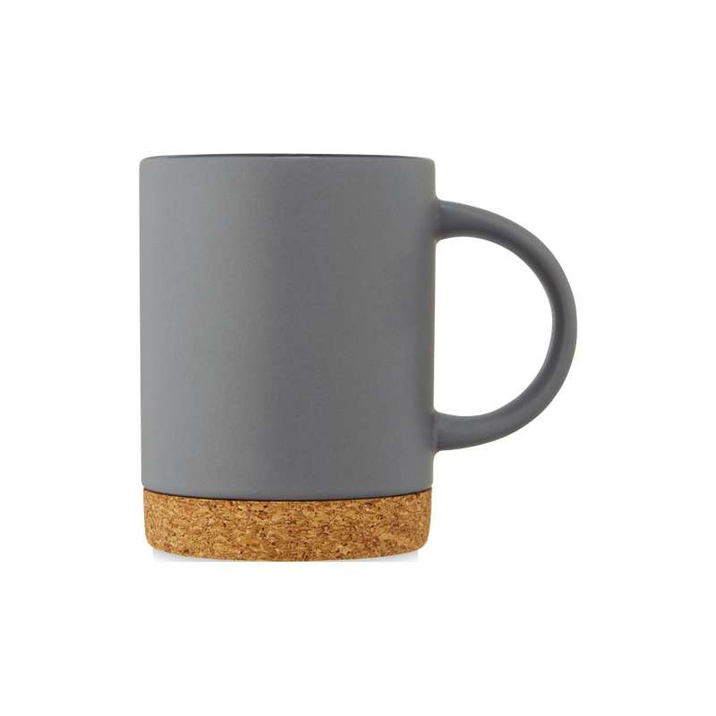 Tazza in ceramica con logo stampato da 425 ml con base in sughero - cod. P100901