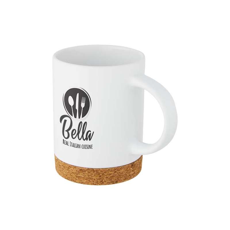 Tazza in ceramica con logo stampato da 425 ml con base in sughero - cod. P100901
