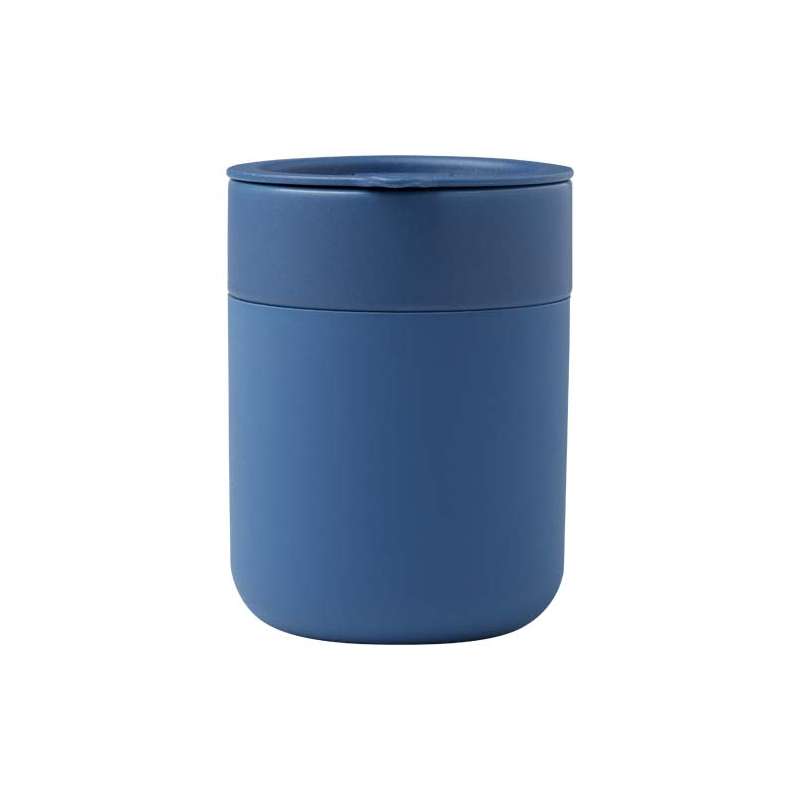 Bicchiere in ceramica con involucro in silicone e coperchio da 330 ml - cod. P100808