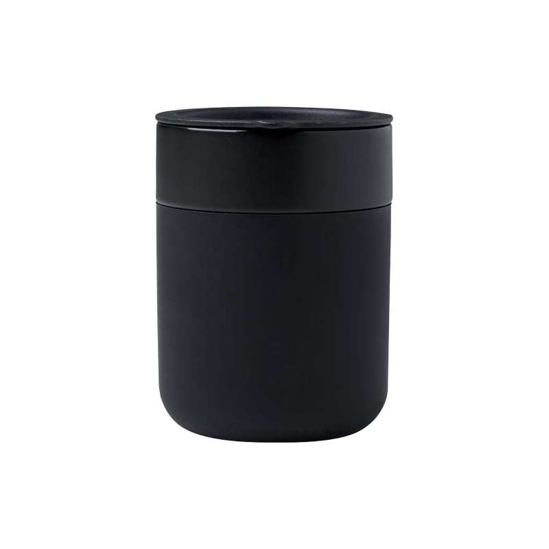 Bicchiere in ceramica con involucro in silicone e coperchio da 330 ml - cod. P100808