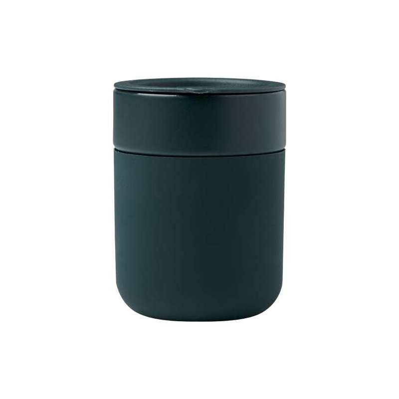 Bicchiere in ceramica con involucro in silicone e coperchio da 330 ml - cod. P100808