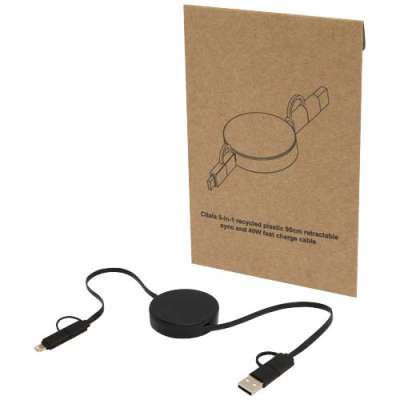 Cavo 5-in-1 in plastica riciclata retrattile da 90 cm per la sincronizzazione dei dati e la ricarica rapida da 40 - cod. P124430