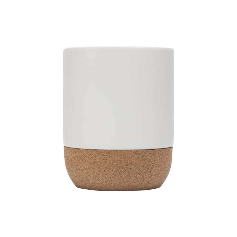 Tazze in ceramica personalizzabili da 300 ml con dettagli in sughero - cod. P100846
