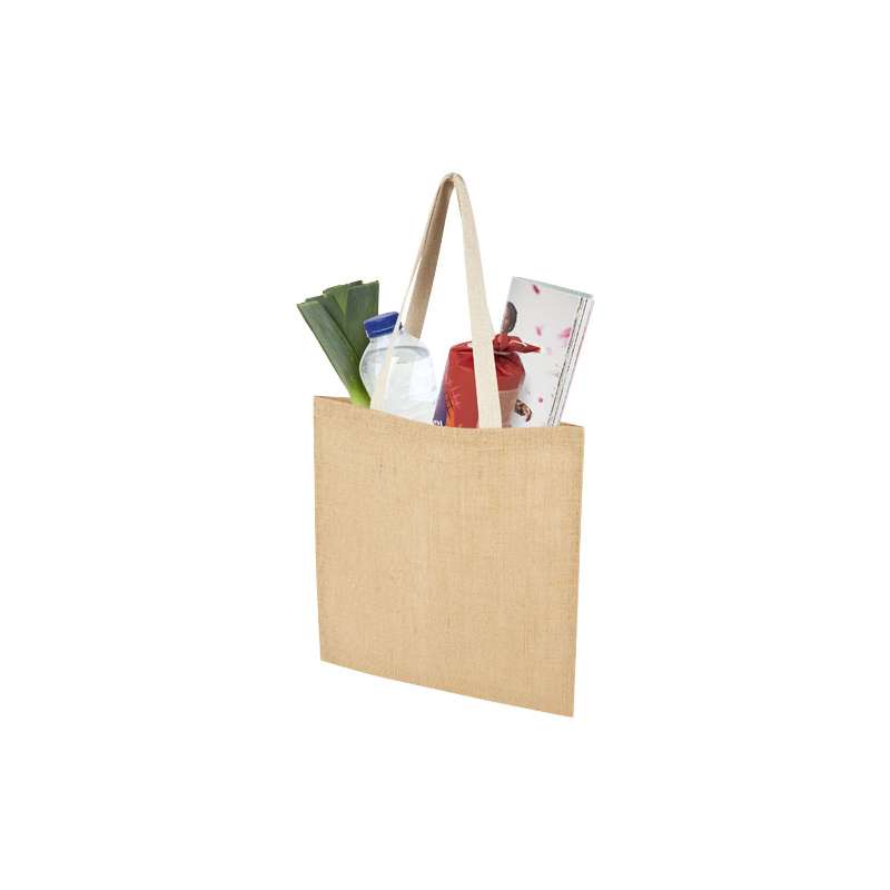 Tote bag in juta con logo f.to 40x38 cm. - cod. P120673