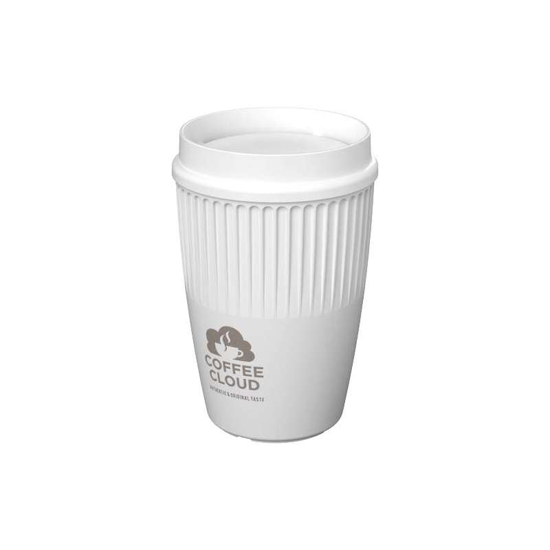 Bicchiere da 350 ml in plastica con coperchio da personalizzare - cod. P210462
