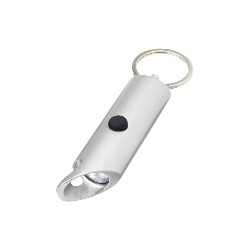 Portachiavi con torcia a LED e apribottiglie in alluminio riciclato IPX Flare - cod. P104574