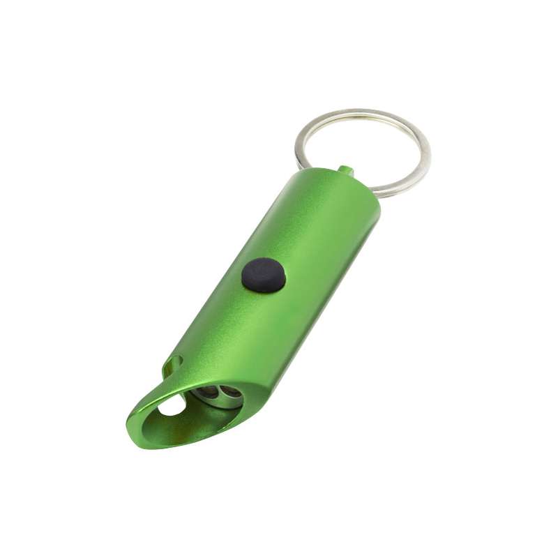 Portachiavi con torcia a LED e apribottiglie in alluminio riciclato IPX Flare - cod. P104574