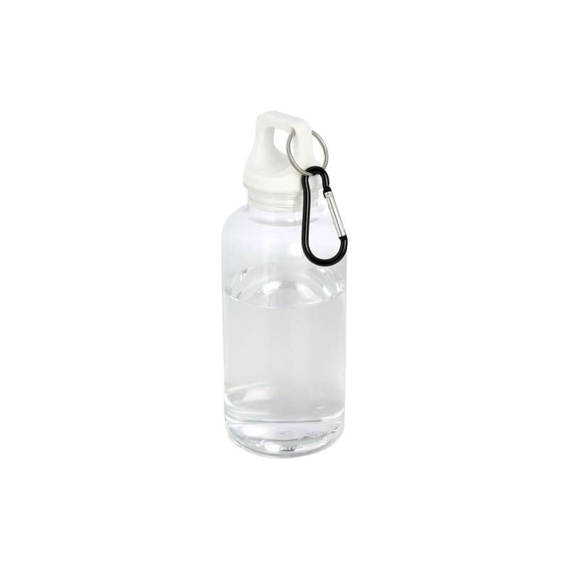 Borraccia in plastica riciclata da stampare con logo da 400 ml con moschettone - cod. P100778