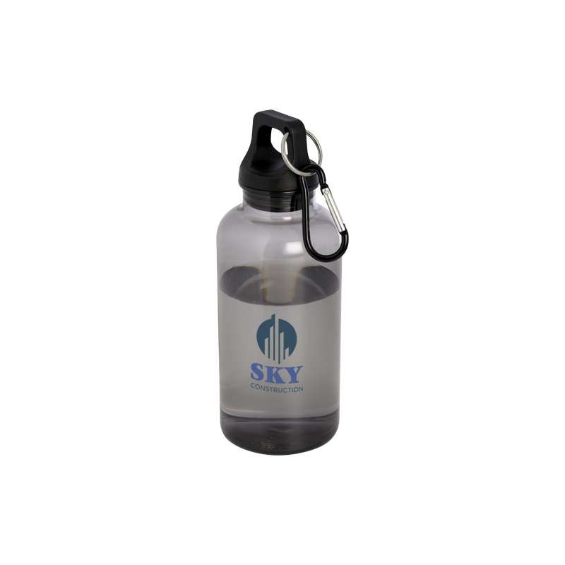 Borraccia in plastica riciclata da stampare con logo da 400 ml con moschettone - cod. P100778