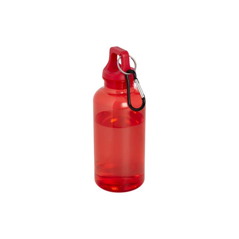 Borraccia in plastica riciclata da stampare con logo da 400 ml con moschettone - cod. P100778