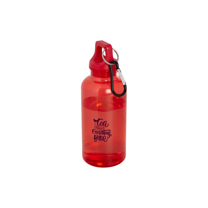 Borraccia in plastica riciclata da stampare con logo da 400 ml con moschettone - cod. P100778
