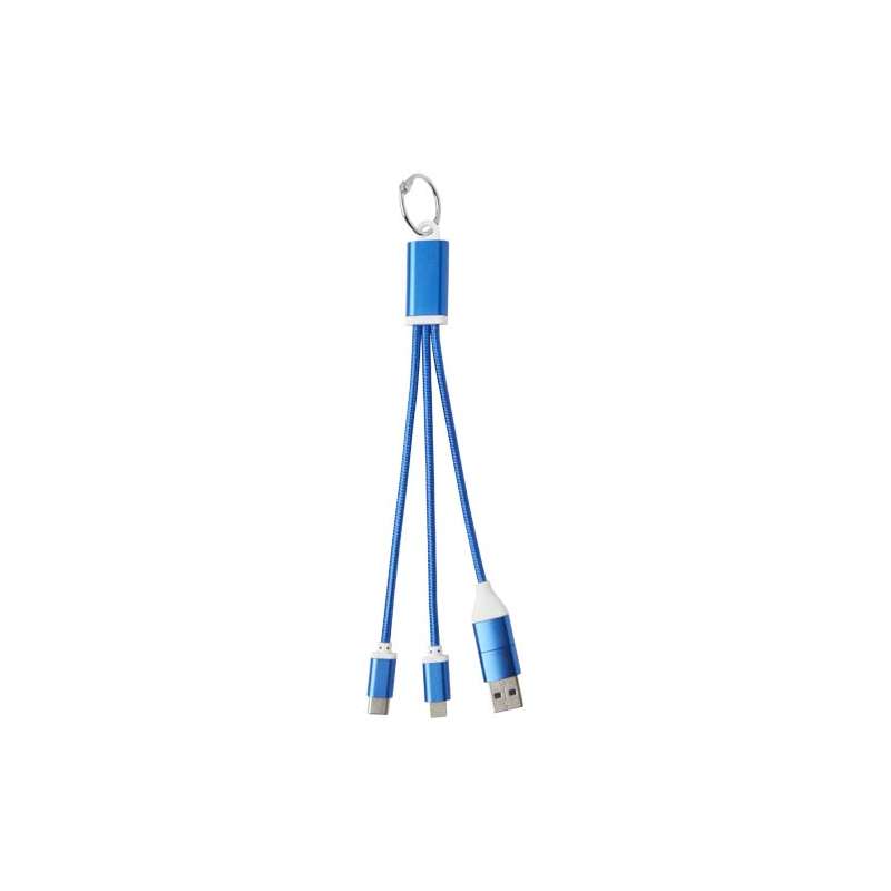 Cavo di ricarica in alluminio riciclato 4 in 1 con portachiavi Metal - cod. P124382